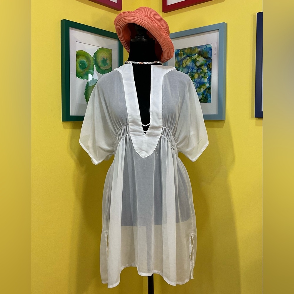 Elegant White Swim Cover-Up One Size